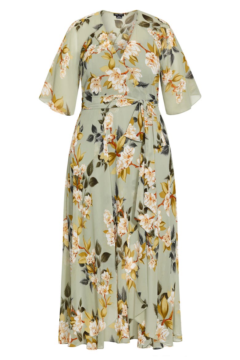Magnolia Floral Print Tie Waist Maxi Dress, Alternate, color, MAGNOLIA FLORAL