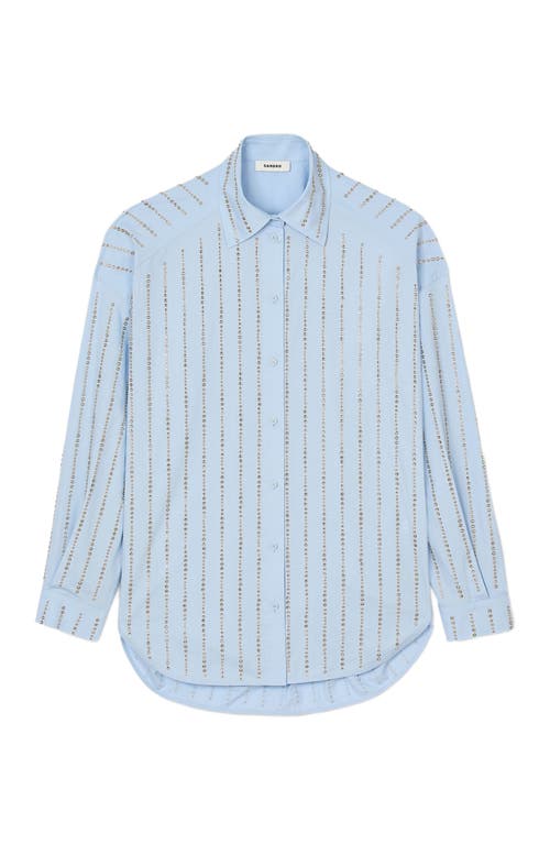Sandro Paradise Embellished Button-front Shirt In Sky Blue