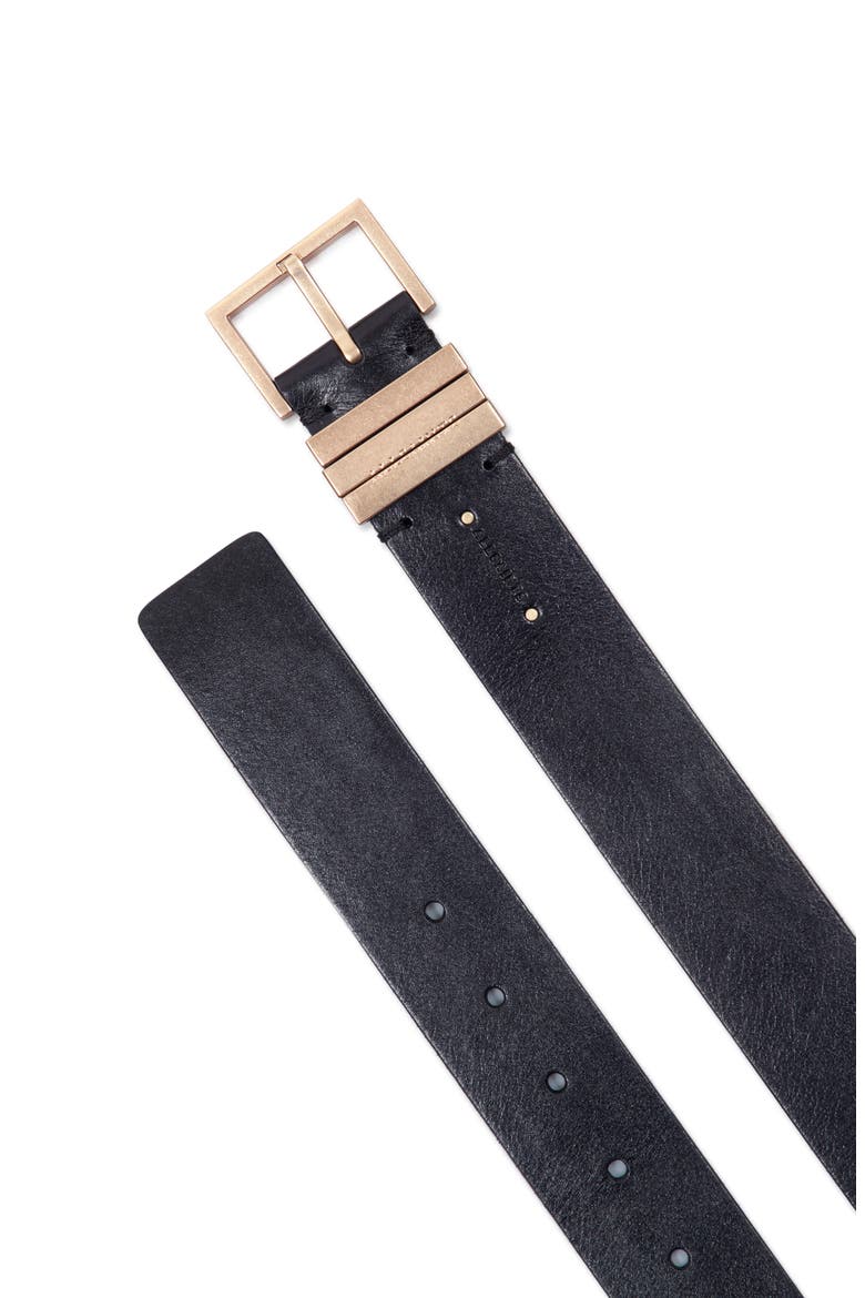 Leather Belt, Alternate, color, BLACK / WARM BRASS
