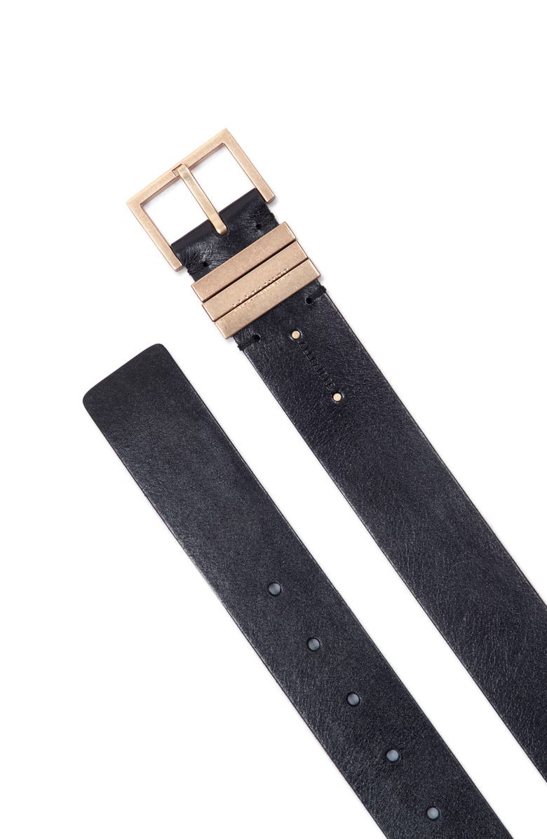 AllSaints Leather Belt, Alternate, color, Black / Warm Brass