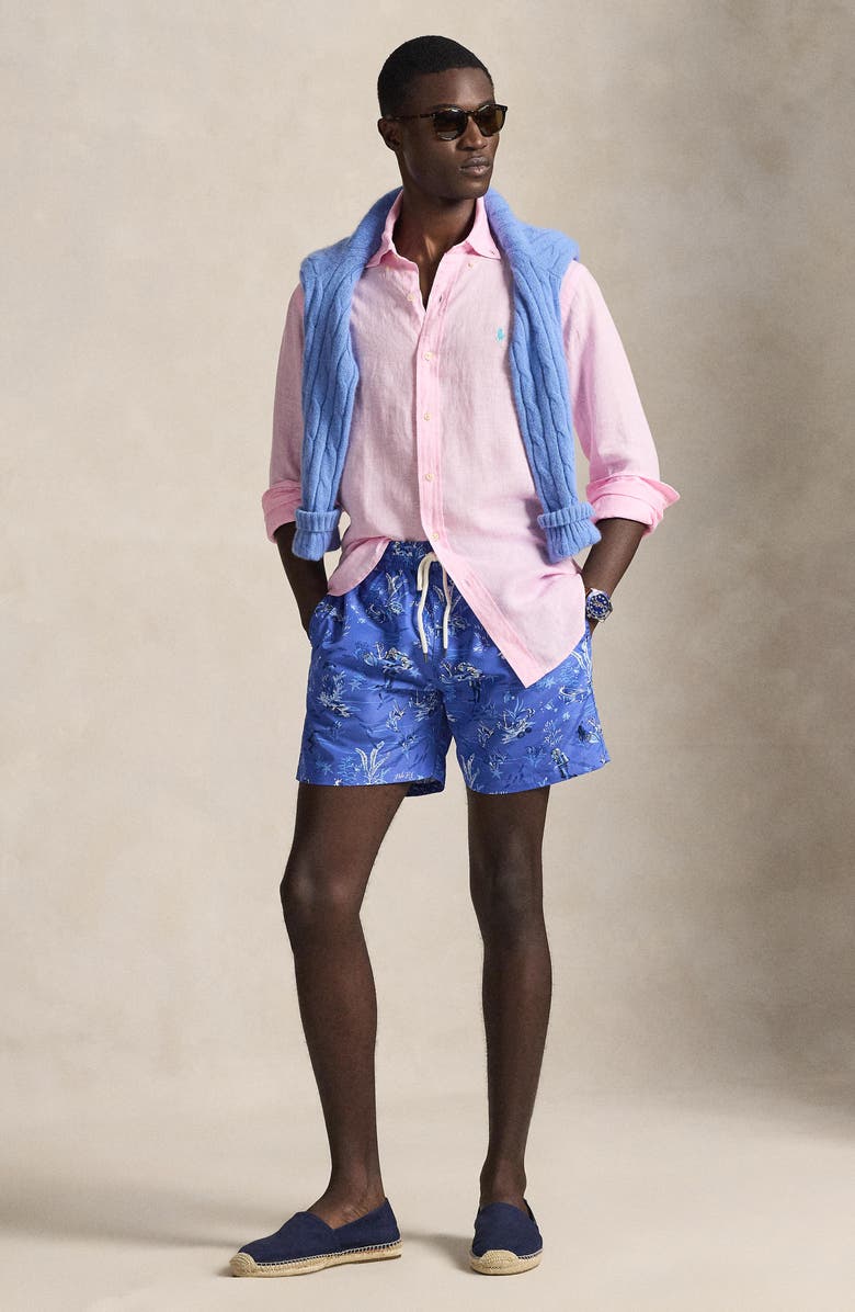 Polo Ralph Lauren Traveler Classic Print Swim Trunks, Alternate, color, Sunken Treasure Allover