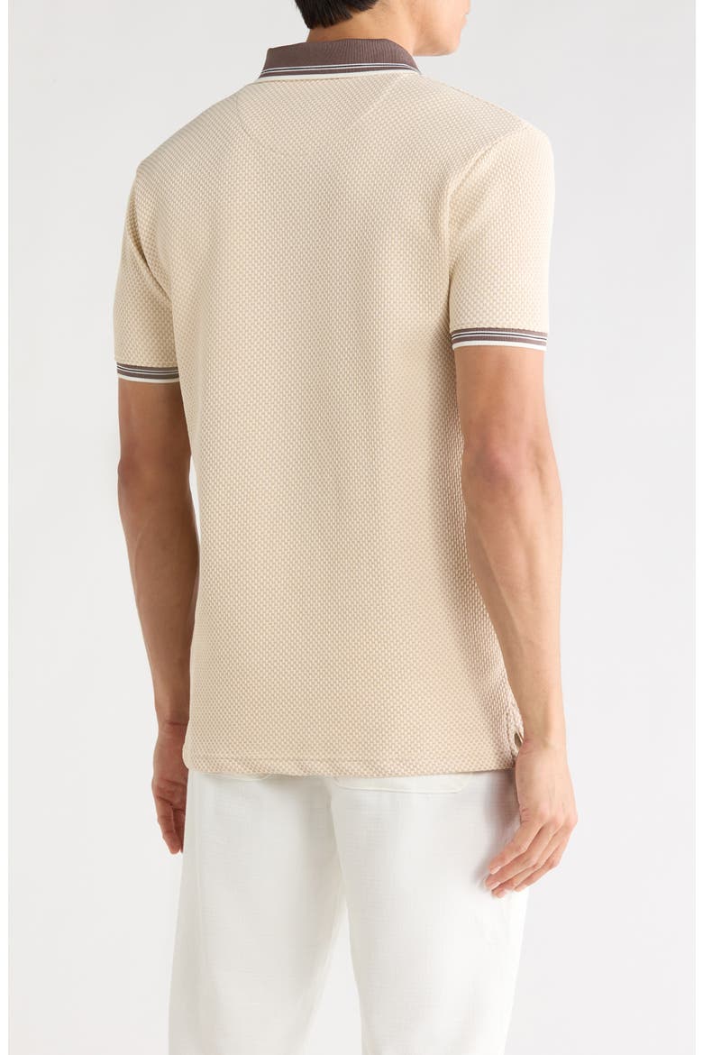 Tipped Printed Polo, Alternate, color, CREAM/KHAKI W/ BROWN TIPPING