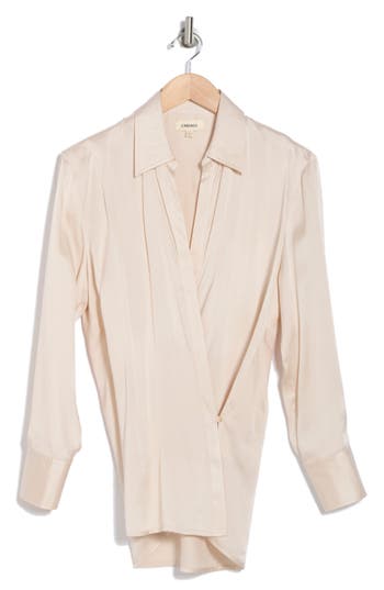 L Agence L'agence Sora Long Sleeve Silk Wrap Top In Champagne