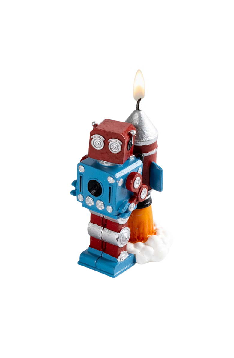 Southlake gifts Vintage Robot Birthday Candle, Main, color, Red / Blue / Silver