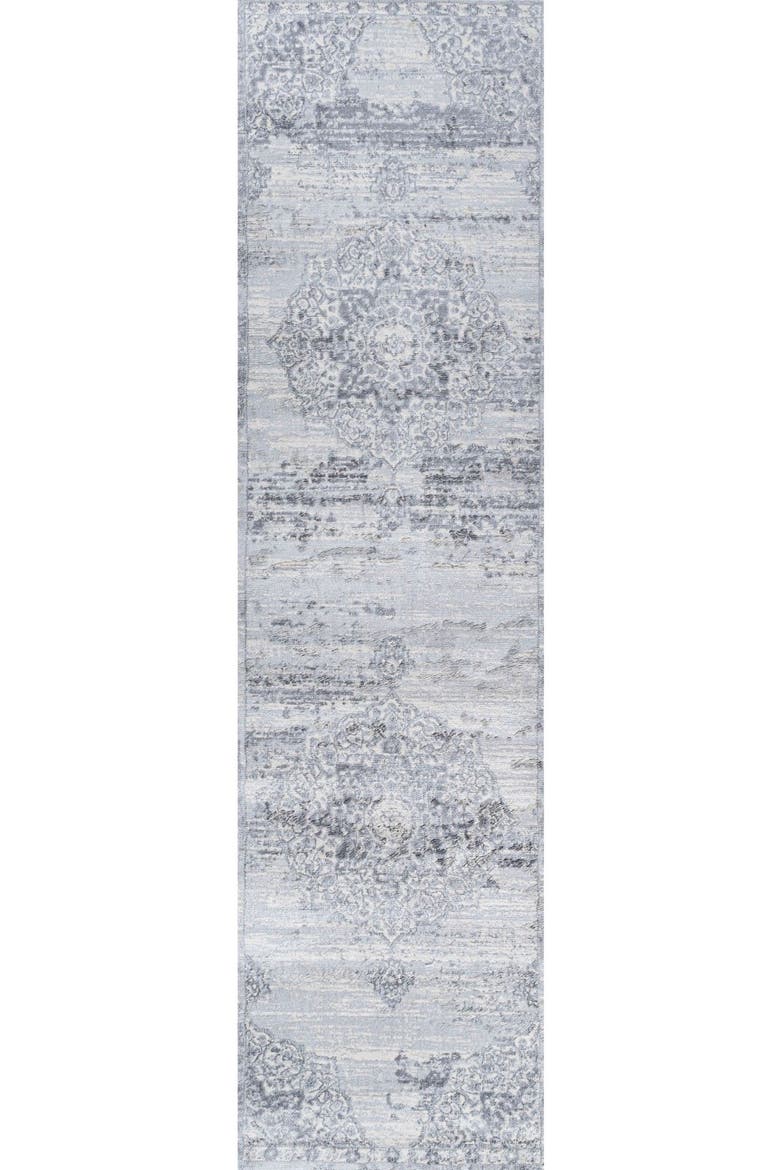 Modern Persian Vintage Medallion Area Rug, Main, color, Light Gray/Ivory