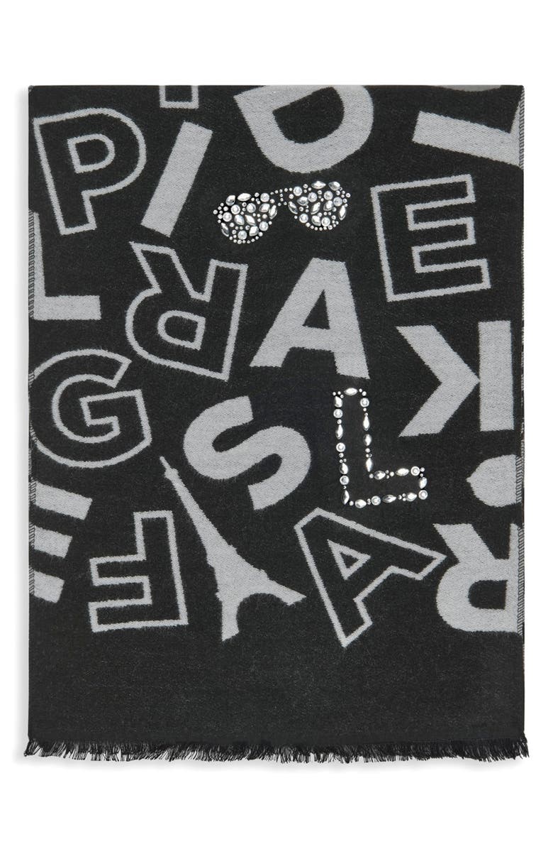 KARL LAGERFELD PARIS Karl Jumble Muffler Scarf, Alternate, color, Black