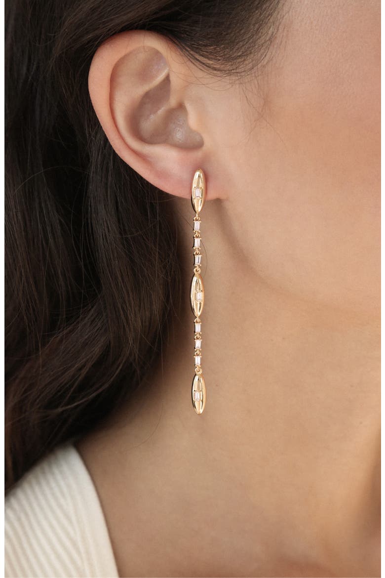 Oval Dome Linear Drop Earrings, Alternate, color, GOLD