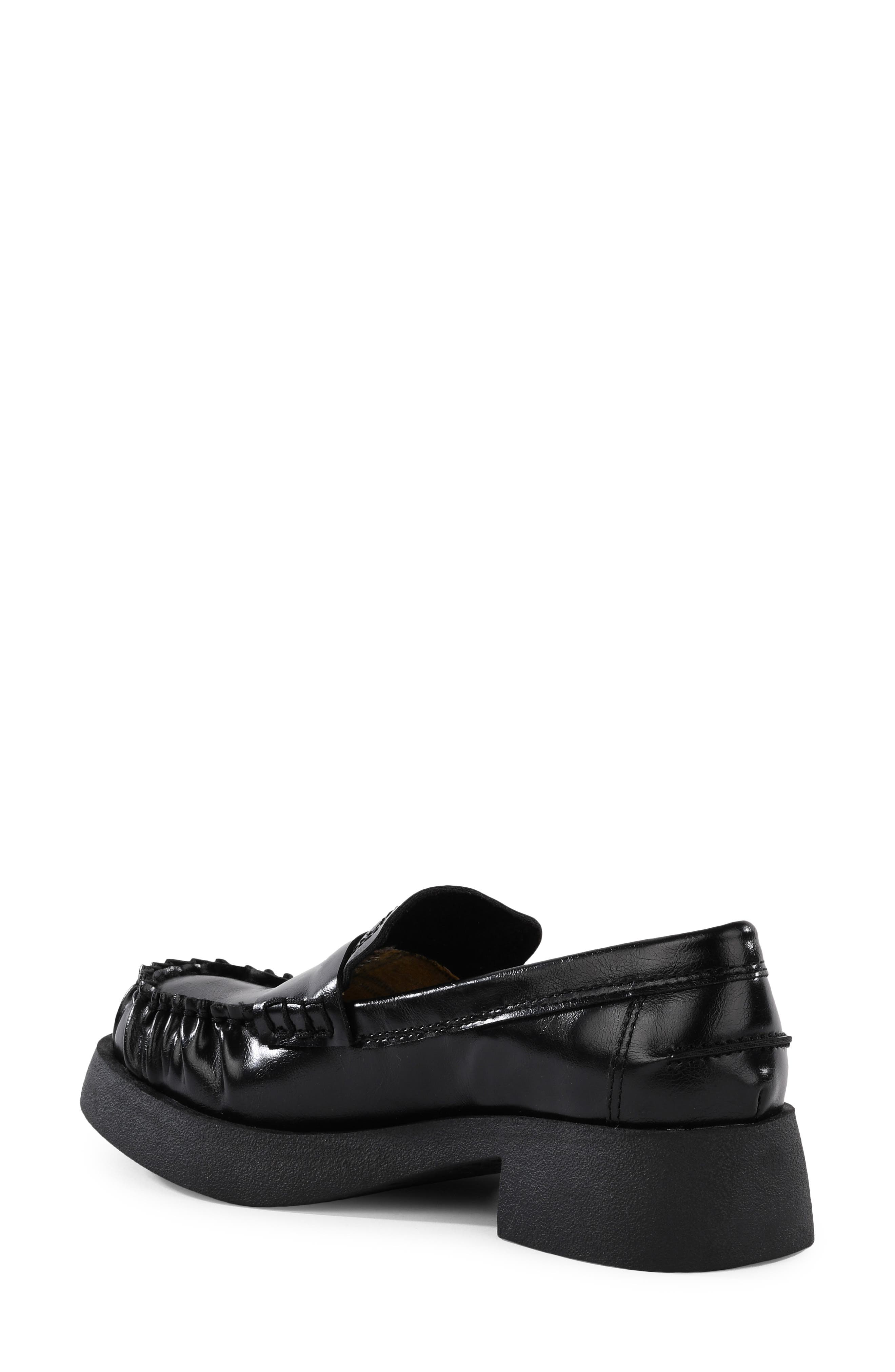 Fiction Faux Leather Penny Loafer, Alternate, color, BLACK
