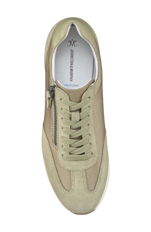 Johnston & Murphy Gracie Side Zip Sneaker In Sage Nylon/suede