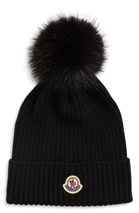 Kids' Virgin Wool Beanie with Faux Fur Pompom