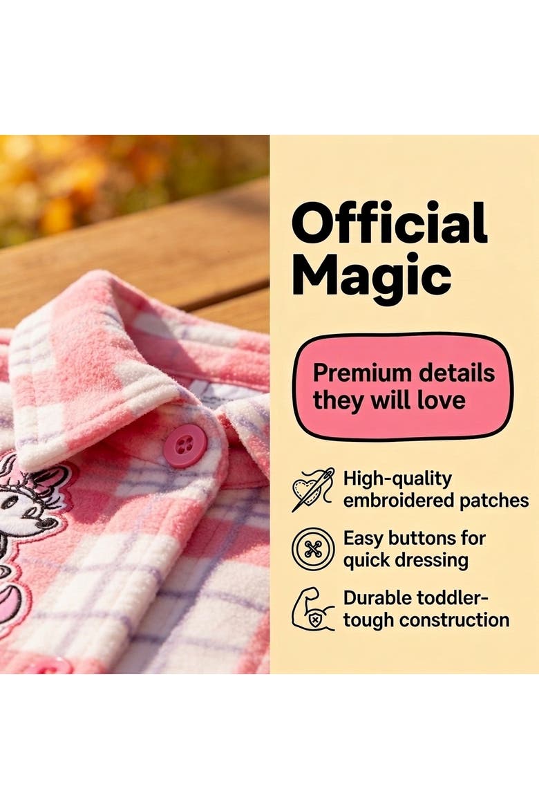 Minnie Mouse Fleece Shacket (Toddler & Little Kid), Alternate, color, Pink Plaid Minnie