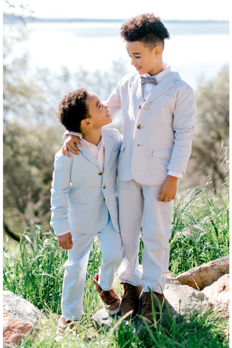 Boys' Organic Seersucker Suit Pant, Toddler, Alternate, color, Blue Seersucker