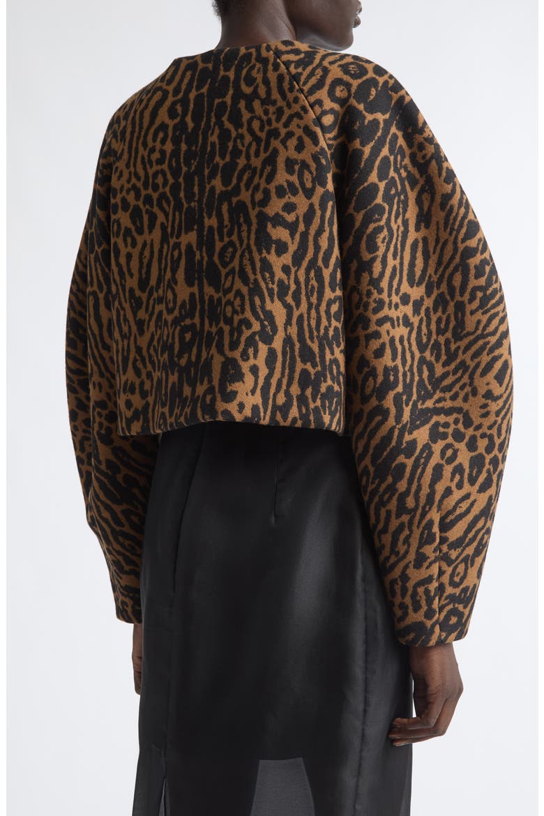 Leopard Print Wool Cocoon Jacket, Alternate, color, BROWN BLACK