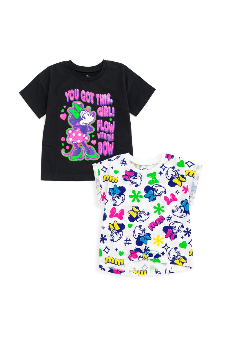 Minnie Mouse 2-Pack Short Sleeve T-Shirts, Main, color, Minnie Black White