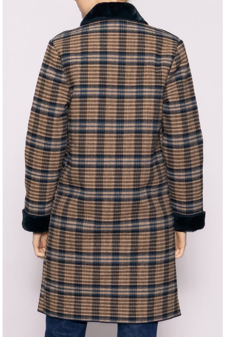 Plaid Faux Fur Topper Coat, Alternate, color, BROWN PLAID
