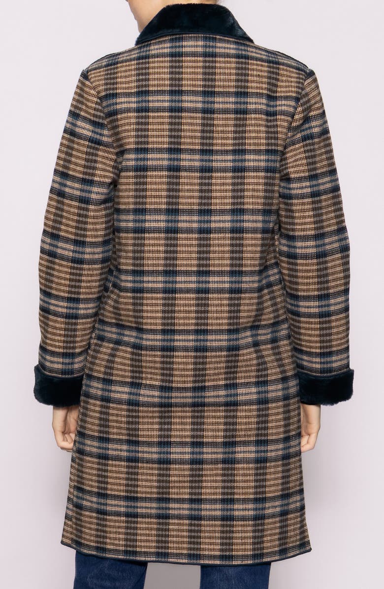 MELLODAY Plaid Faux Fur Topper Coat, Alternate, color, Brown Plaid