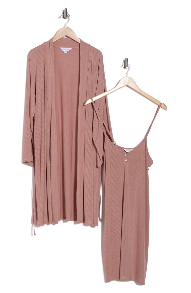 Danskin Rib Jersey Chemise & Wrap Set, Alternate, color,