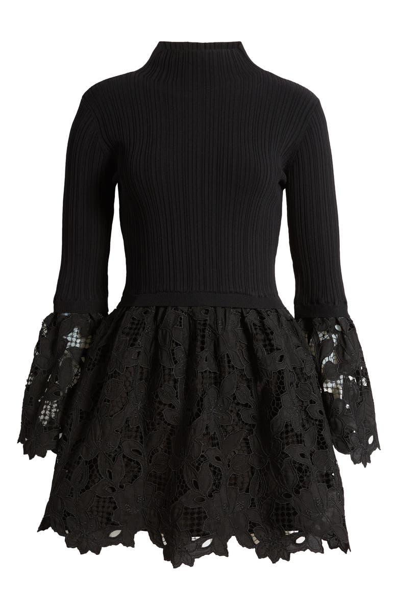 Saylor Matilde Mixed Media Mock Neck Long Sleeve Minidress, Alternate, color, 