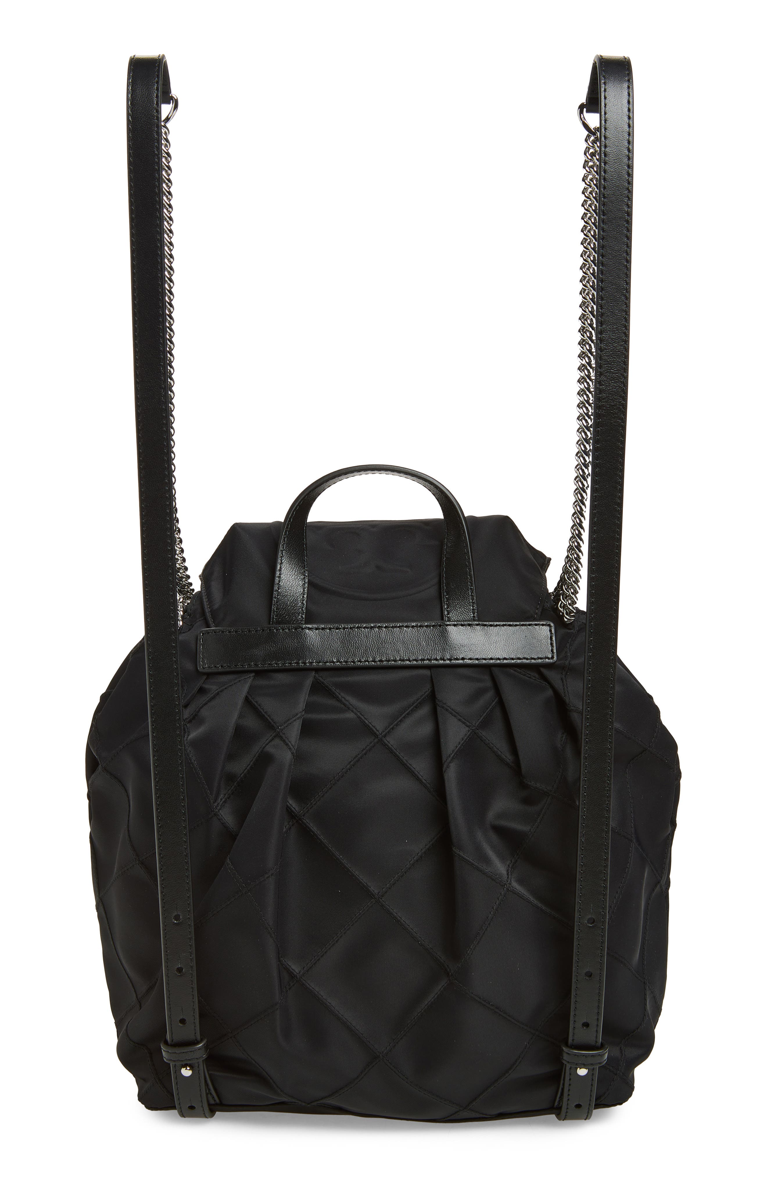 Tory Burch Fleming Nylon Backpack, Alternate, color, Black