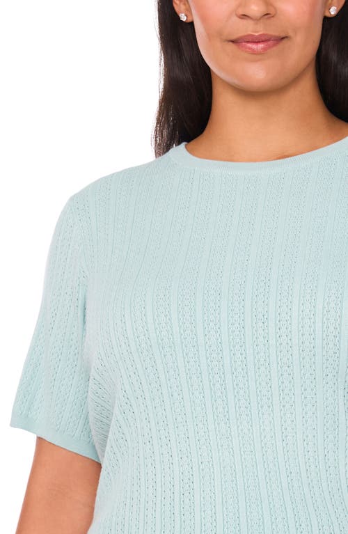 Halogenr Halogen(r) Pointelle Stitch Short Sleeve Sweater In Blue