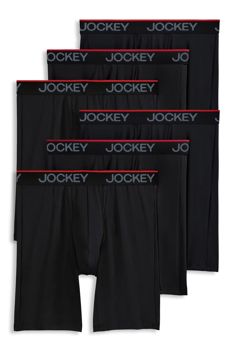 Men's Chafe Proof Pouch Microfiber 8.5" Long Leg Boxer Brief - 6 Pack, Main, color, Black