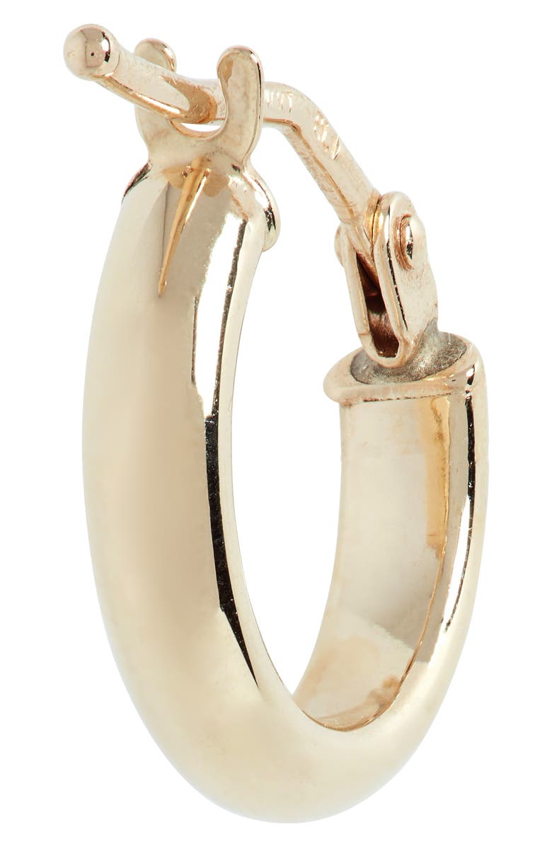 14K Gold Beveled Edge Huggie Hoop Earrings