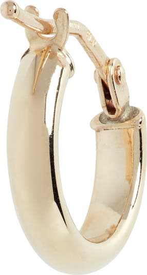 14K Gold Beveled Edge Huggie Hoop Earrings