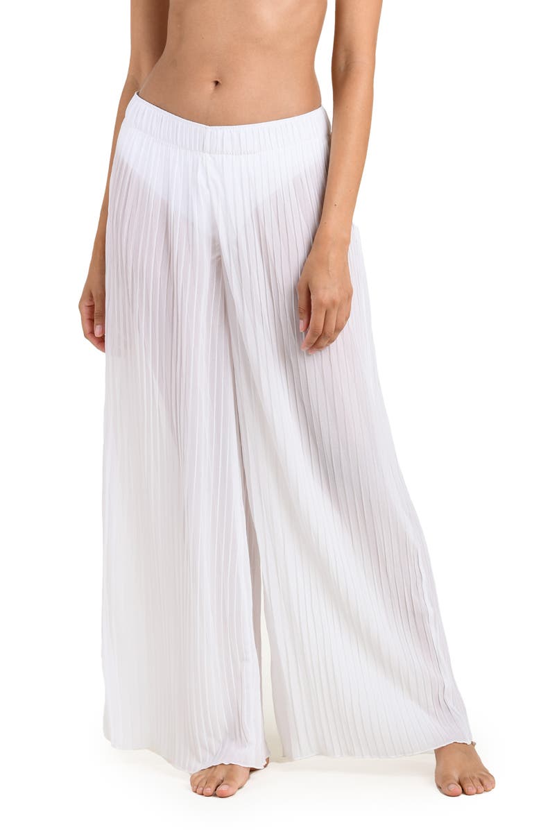 La Blanca Sunbeams Pleat Cover-Up Pants, Alternate, color, White