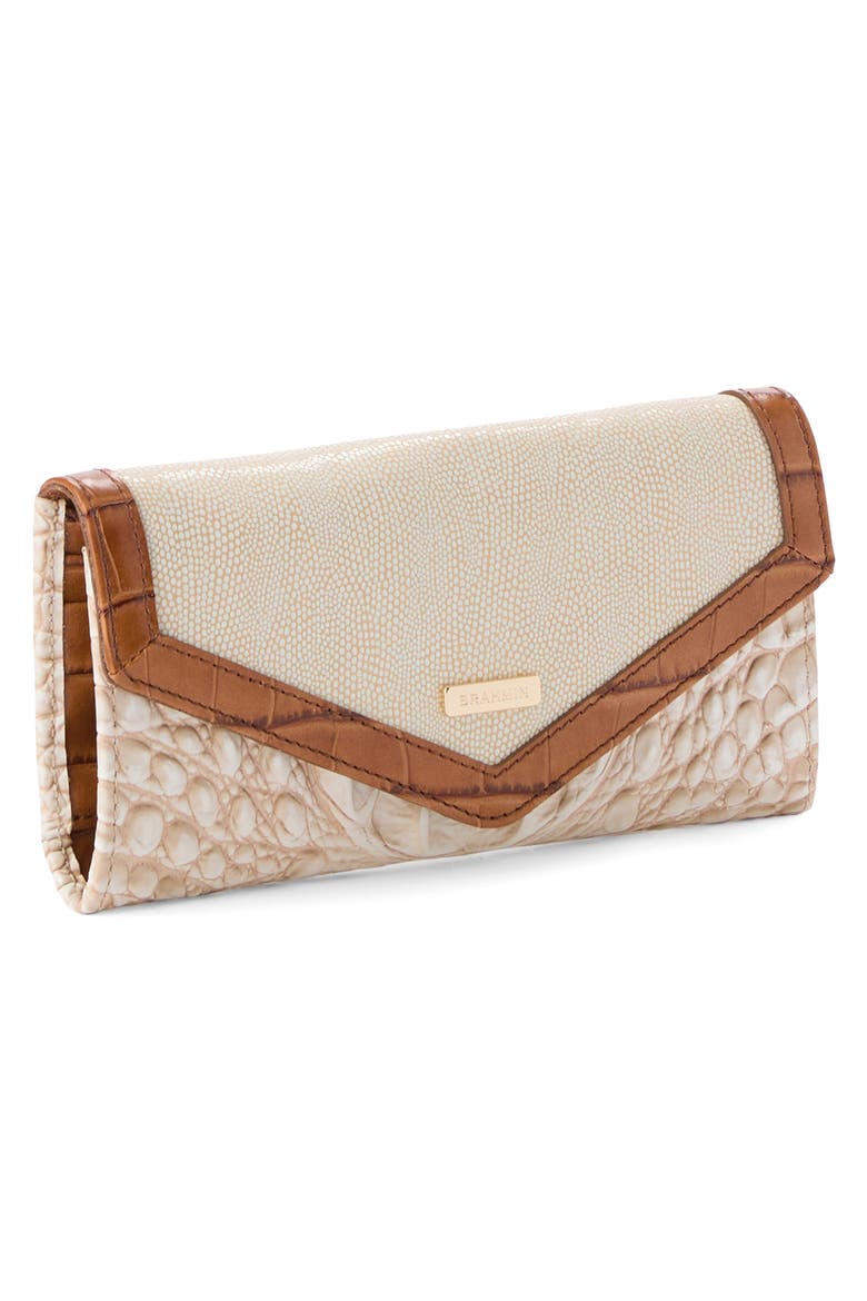 Veronica Croc Embossed Leather Wallet, Alternate, color, IVORY
