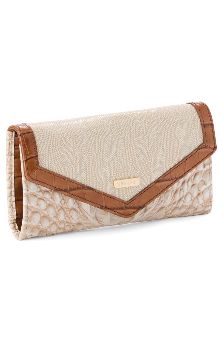 Brahmin Veronica Croc Embossed Leather Wallet, Alternate, color, Ivory
