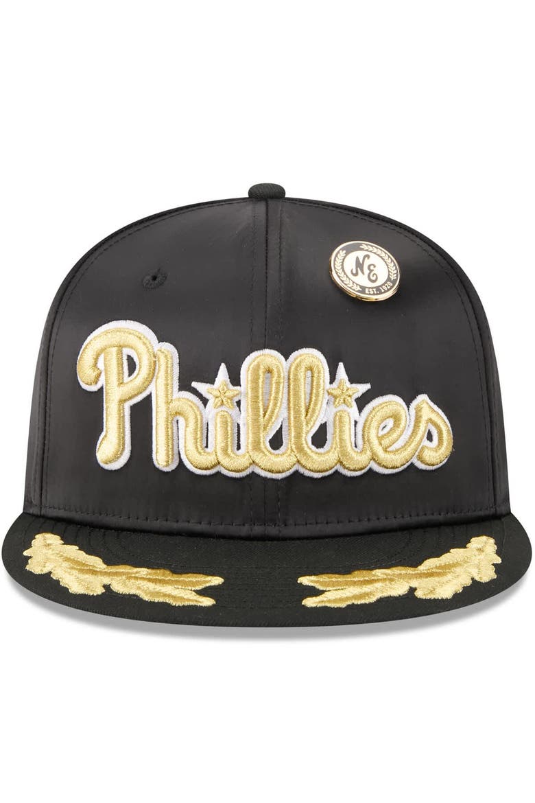 Men's New Era  Black Philadelphia Phillies 2025 59FIFTY Day Gold Leaf 59FIFTY Fitted Hat, Alternate, color, Black