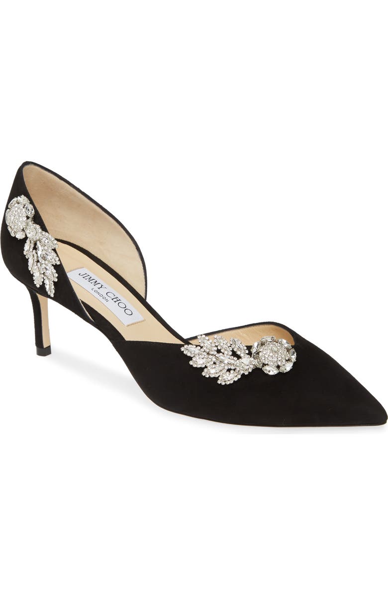 Jimmy Choo Teja Embellished Suede d'Orsay Pump, Main, color,