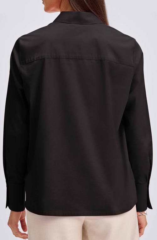 Foxcroft Bella Solid Popover Top In Black