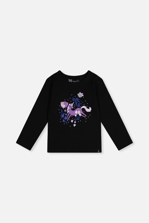 Organic Cotton Glitter Graphic Jersey T-Shirt