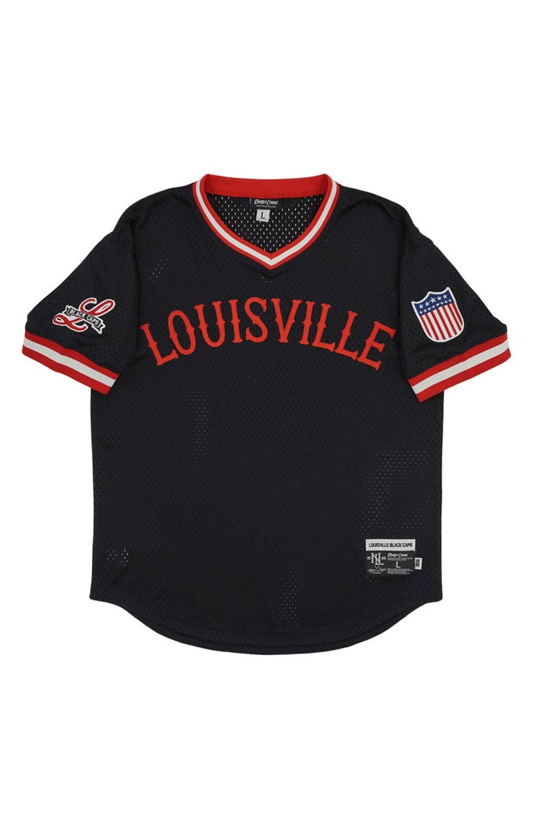 RINGS & CRWNS Men's Rings & Crwns #3 Black Louisville Black Caps Mesh Replica V-Neck Jersey, Alternate, color, Black