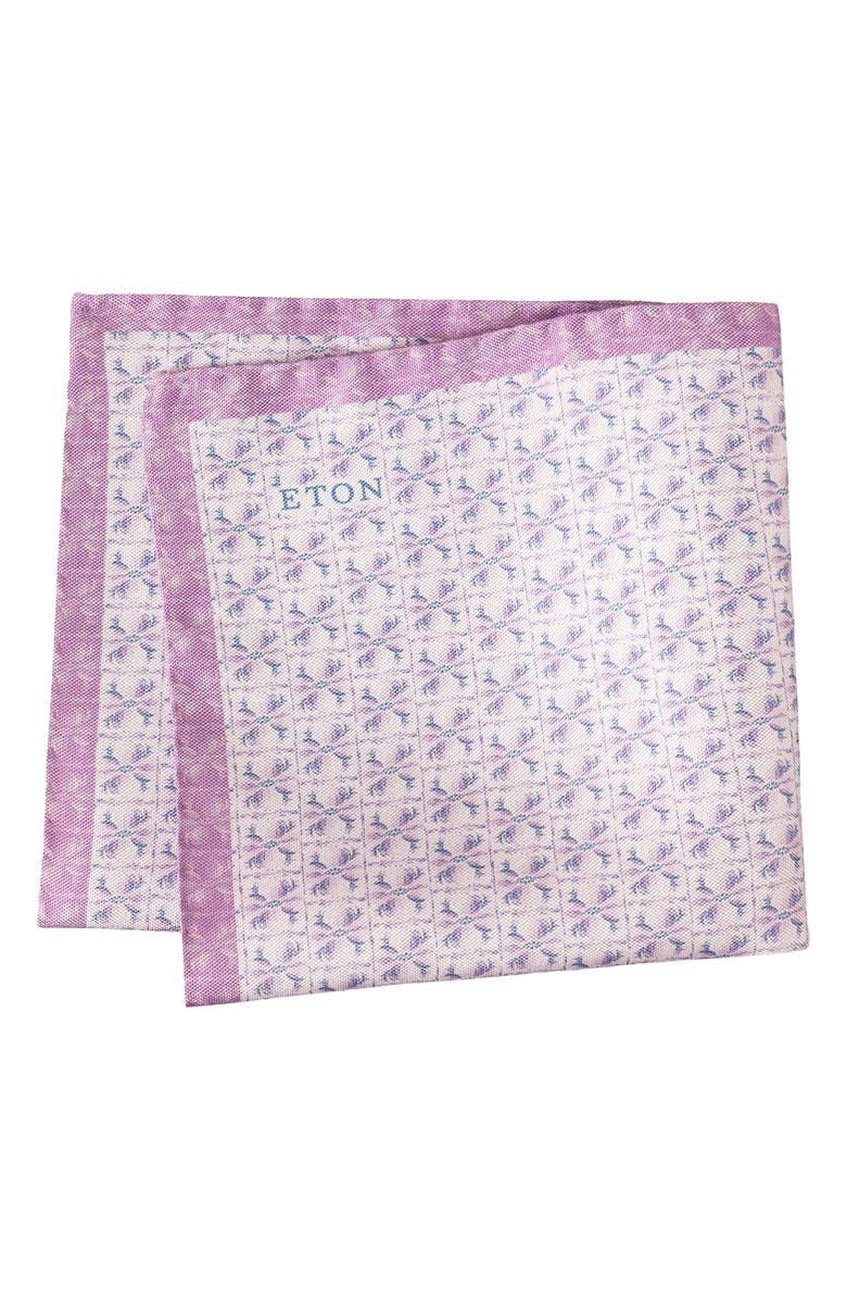 Eton Pink Floral Silk Pocket Square, Main, color, Medium Pink