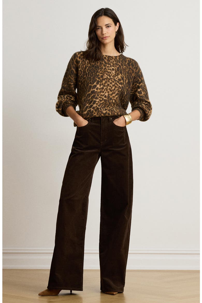 High Waist Wide Leg Corduroy Pants, Alternate, color, BROWN