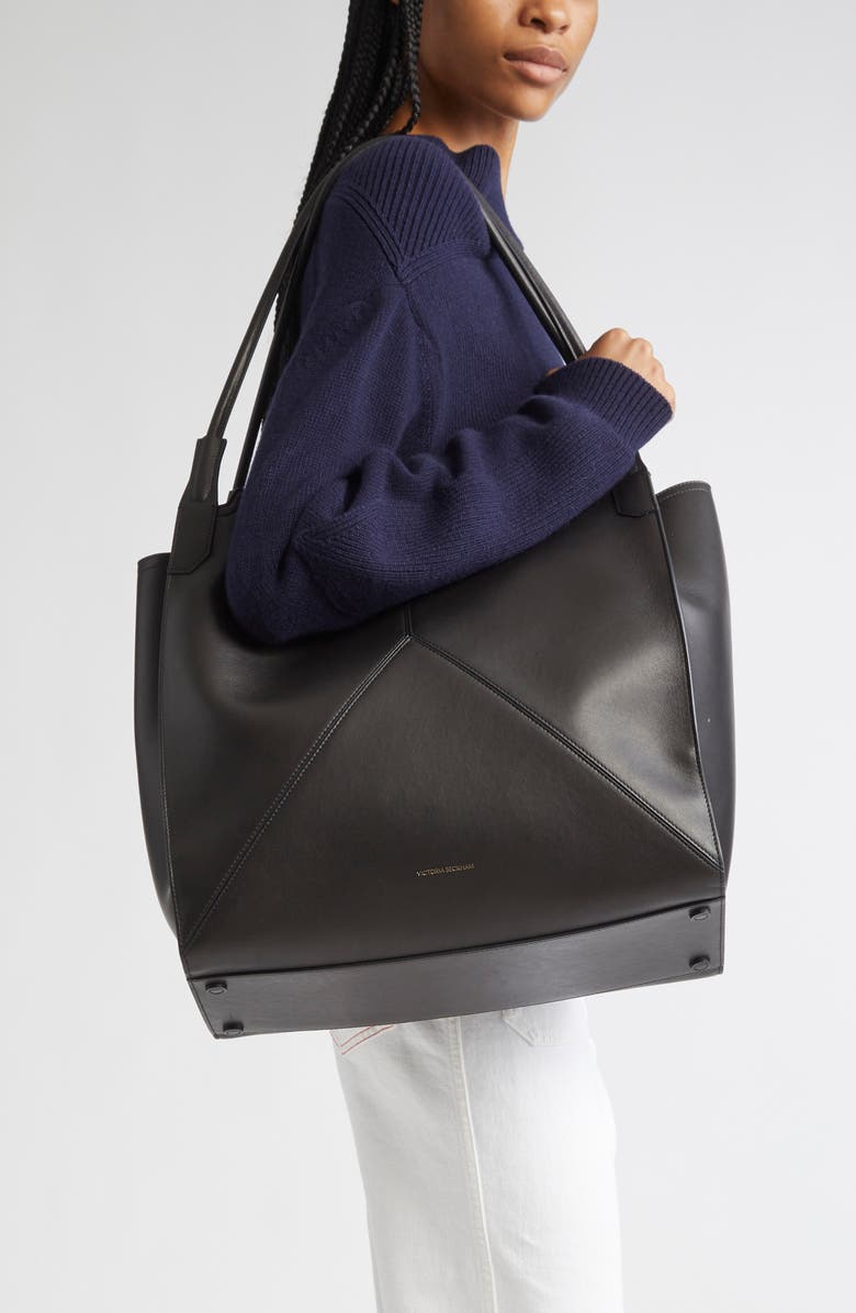 Victoria Beckham Victoria Leather Tote, Alternate, color, Black