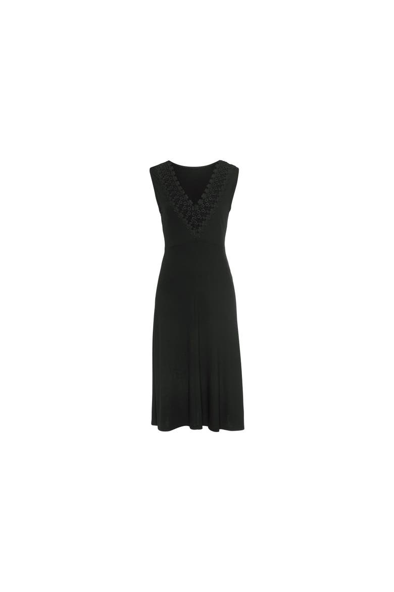 V-Back Lace Accent Dress, Alternate, color, Black