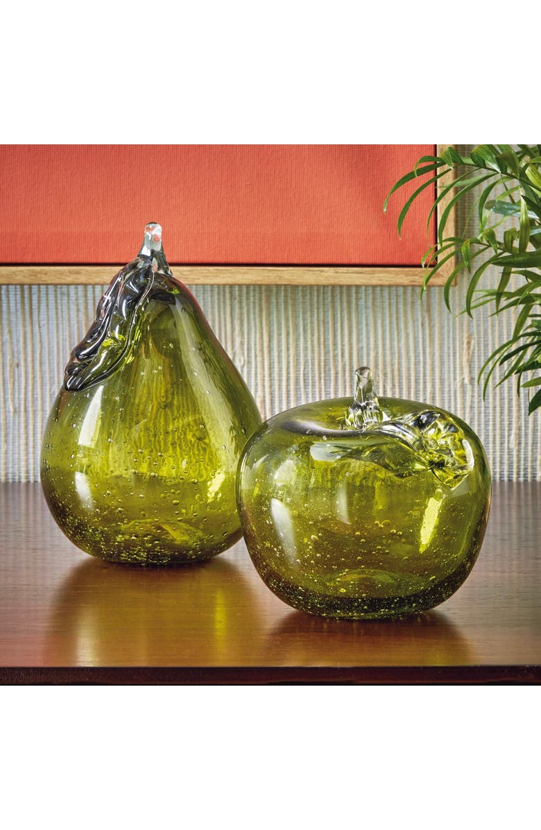 tag Green Bubble Glass Pear Decorative Object 4.25 x 4.25 x 6.7 in, Alternate, color, Green