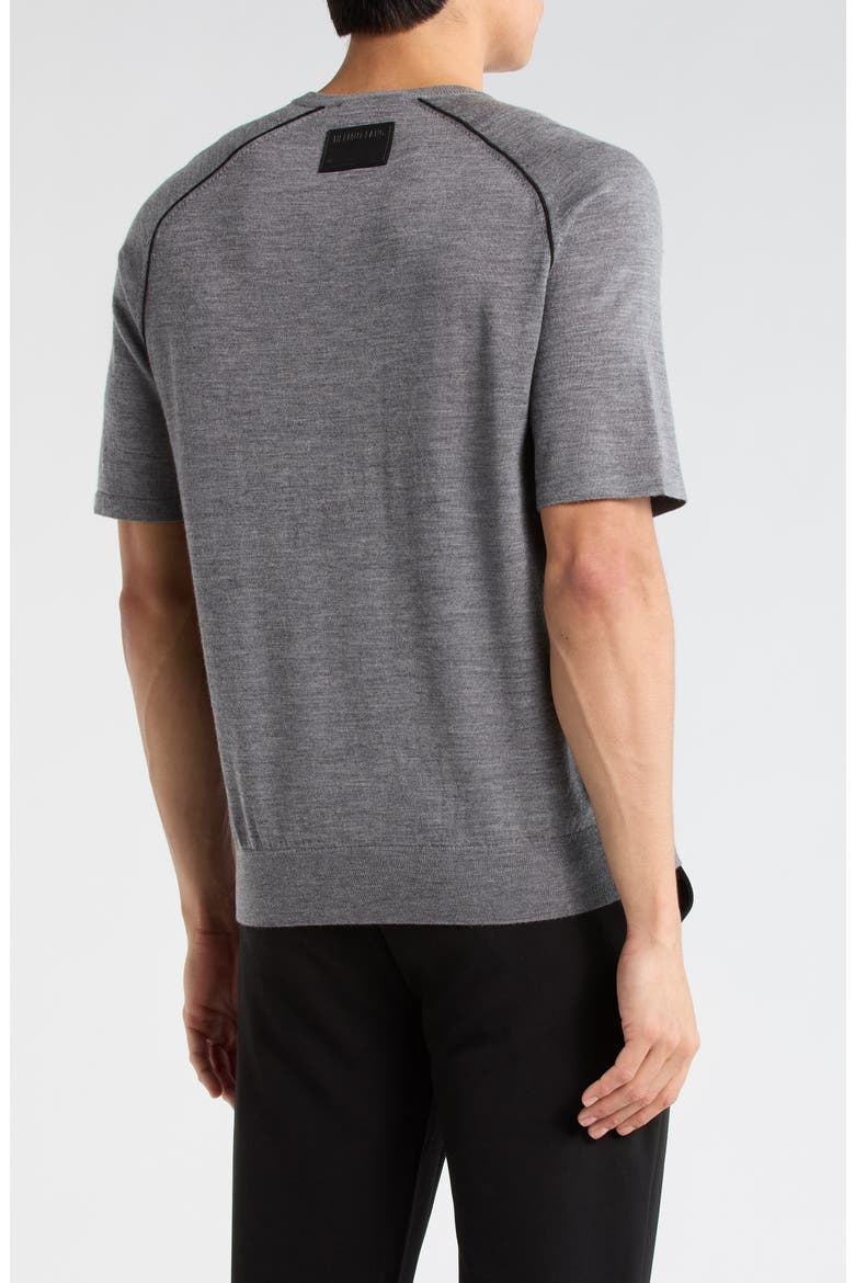 Contrast Piping Wool T-Shirt, Alternate, color, GREY MELANGE/ BLACK
