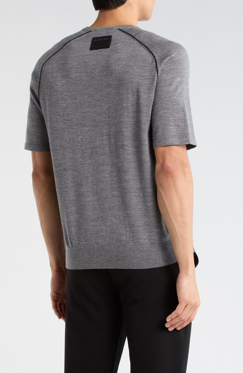 Helmut Lang Contrast Piping Wool T-Shirt, Alternate, color, Grey Melange/ Black