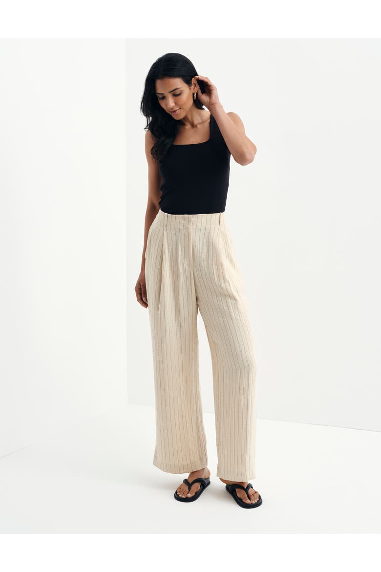Mara Regular Stripe Wide Leg Trouser, Alternate, color, Beige Stripe