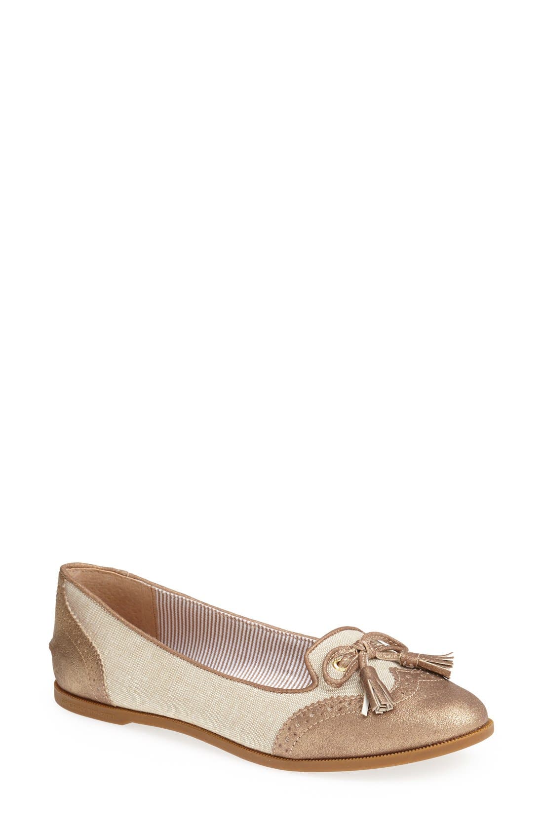 Sperry 'Harper' Leather Flat, Main, color, LINEN/ BRONZE