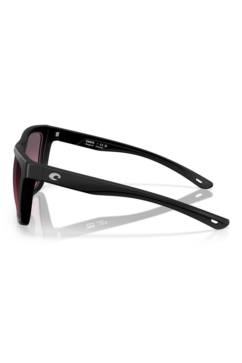 57mm Polarized Rectangular Sunglasses, Alternate, color, MATTE BLACK/ ROSE 580G