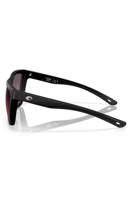 Costa Del Mar 57mm Polarized Rectangular Sunglasses In Matte Black/rose 580g