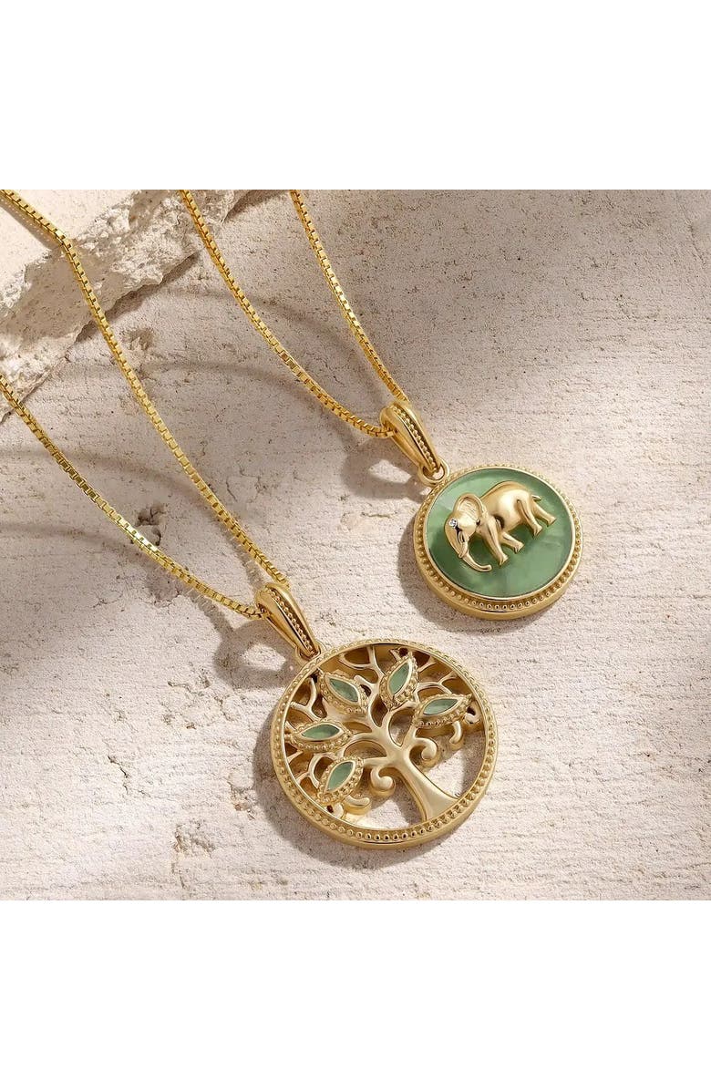 Karma and Luck Essence of Growth Jade Tree of Life Necklace, Alternate, color, Gold/Green