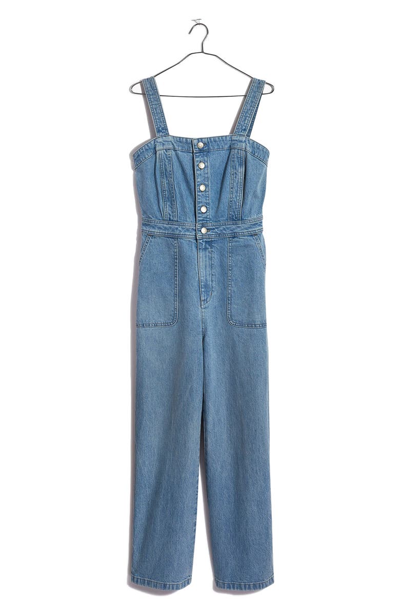 Madewell Stitched Strap Denim Jumpsuit, Main, color, 