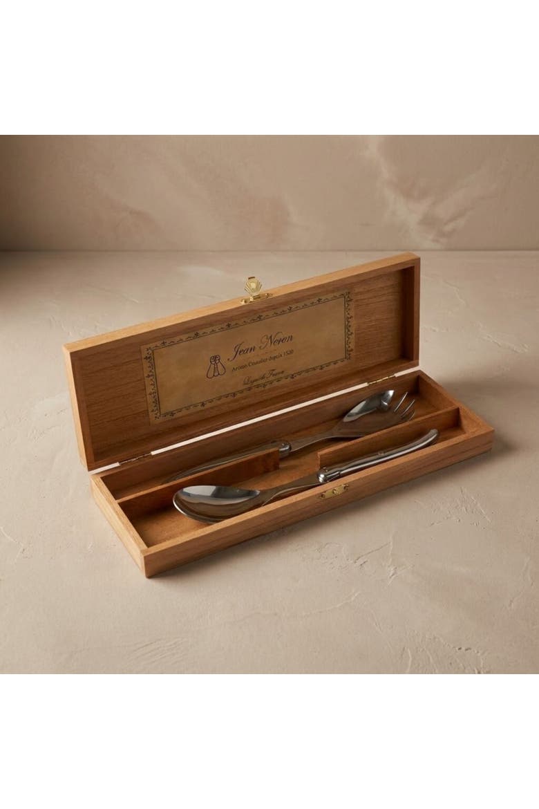 Platine Salad Serving Set in wooden box, Alternate, color, Platine Stainless Steel