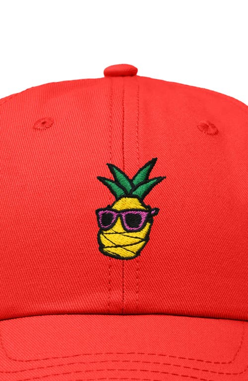 Dalix Pineapple Embroidered Dad Hat In Red